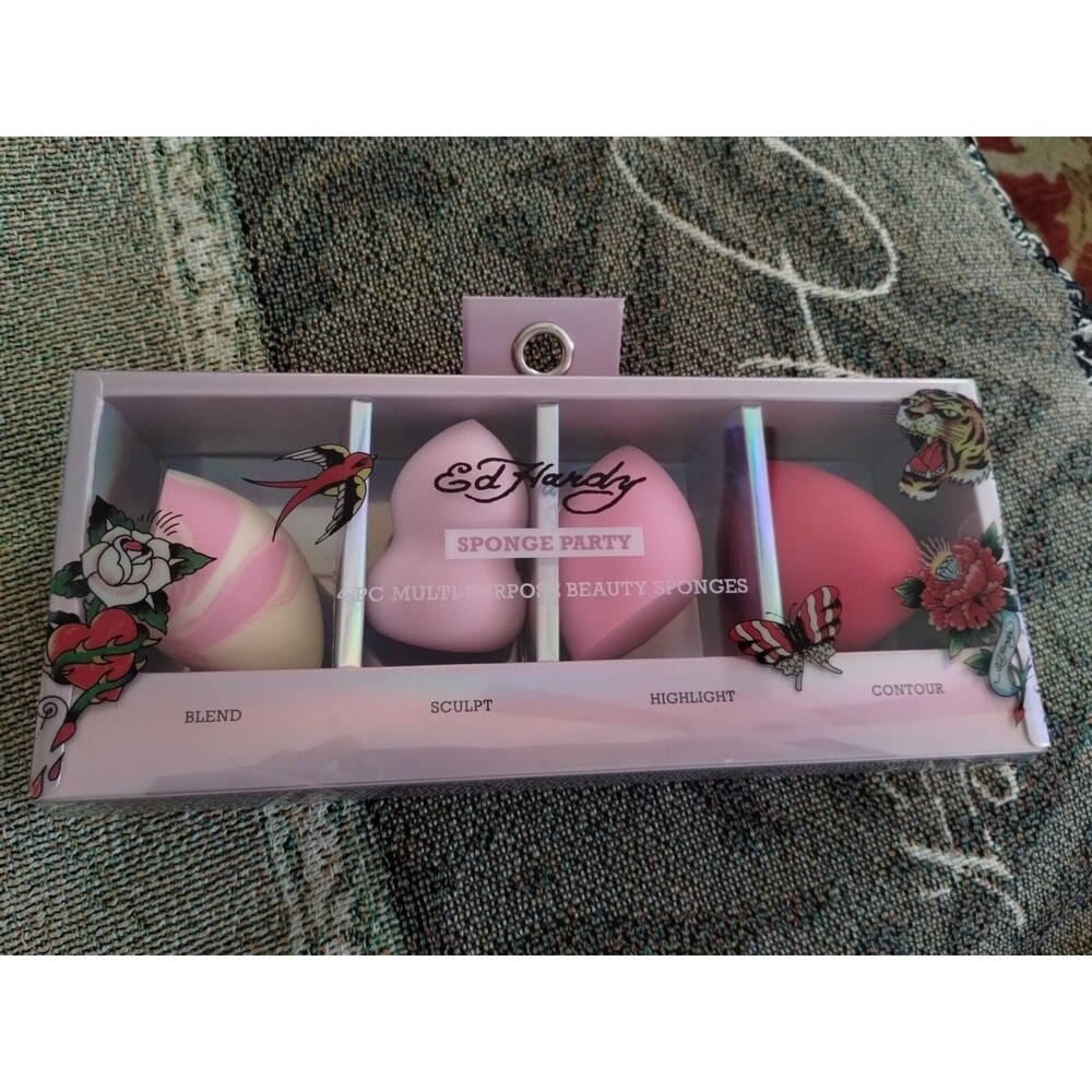 Ed Hardy Sponge Party 4pc Multi Purpose Beauty Sponges - Picture 1 of 2